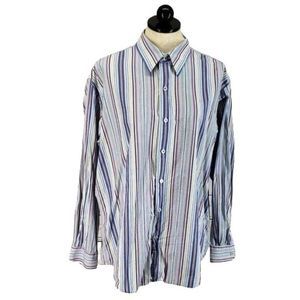 Cezani Men's‎ Multicolor Striped Button Down Long Sleeve Shirt Size Large
